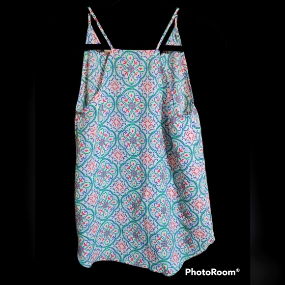 LOFT Tops Loft Vneck Cami Pink Green Blue Floral On White Poshmark